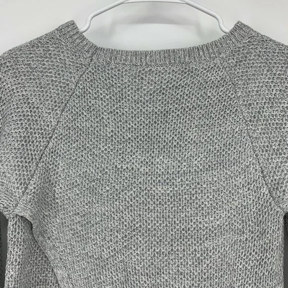 Ann Taylor LOFT Sweater Gray Pullover Knit Crew Neck Split Back - Picture 8 of 9